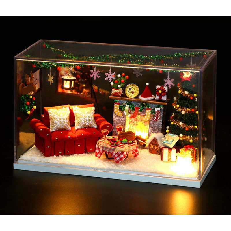 Homeda S2133 DIY Doll House Christmas Gift Doll House Model Small House Miniatu
