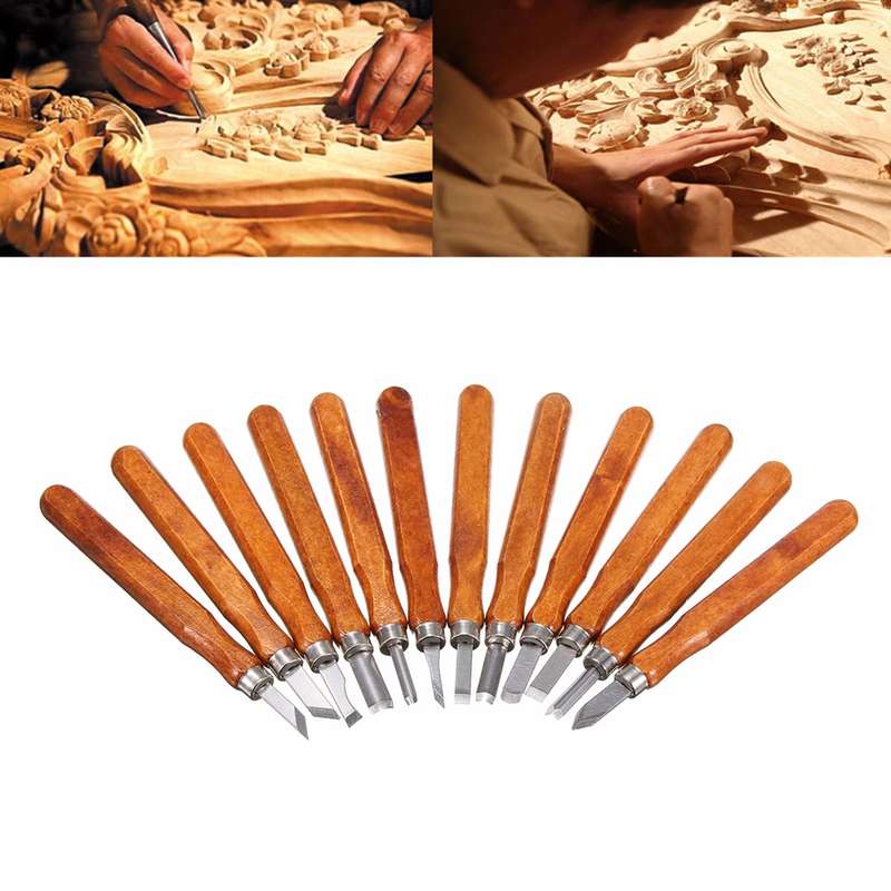Premium 12Pcs Wood Carving Wood Working Hand Chisel Set Woodworking & Handmade Tools