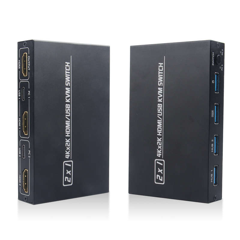 AIMOS AM-KVM 201CL 2-in-1 HDMI/USB KVM Switch Support HD 2 Hosts Share 1 Monitor/Keyboard & Mouse Se