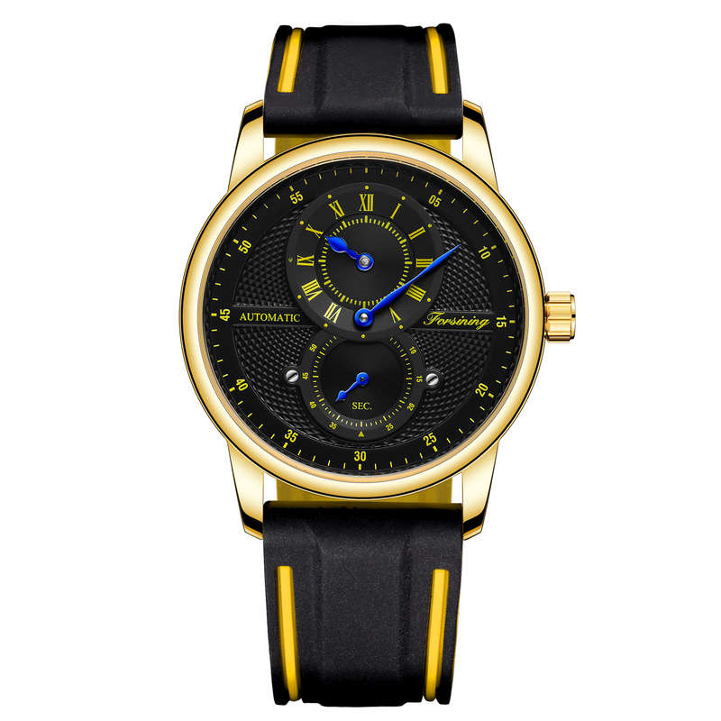 FORSINING FSG8203 Fashion Men Automatic Watch Creative Dial Leather Strap Mechanical Watch