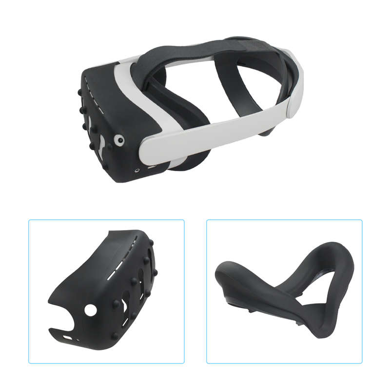 5 In1 Front Cover Eye Mask Pad For Oculus Quest 2 Touch Controller Silicone Grip Skin Thumb Button K