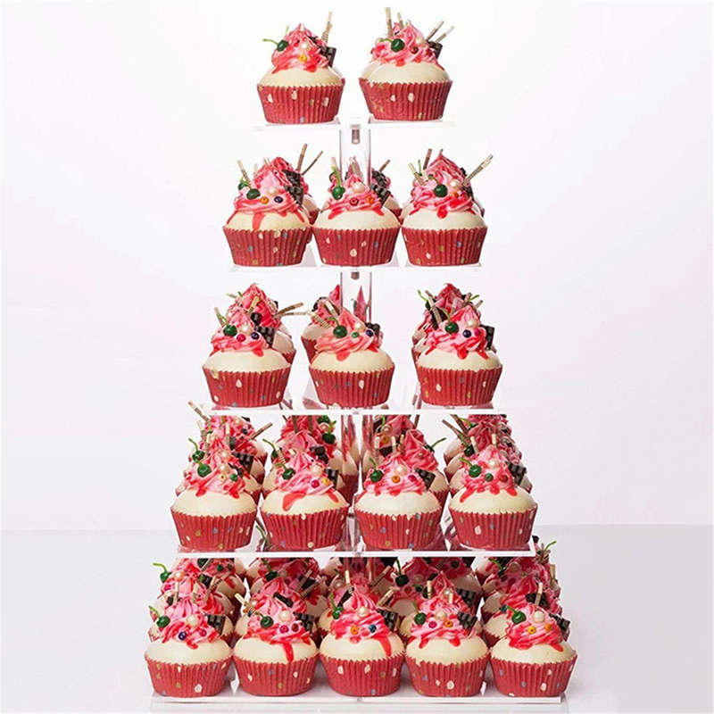 5 Tiers Cake Stand Acrylic Cake Display Stand Transparent Tray Cupcake Holder Wedding Birthday Cake
