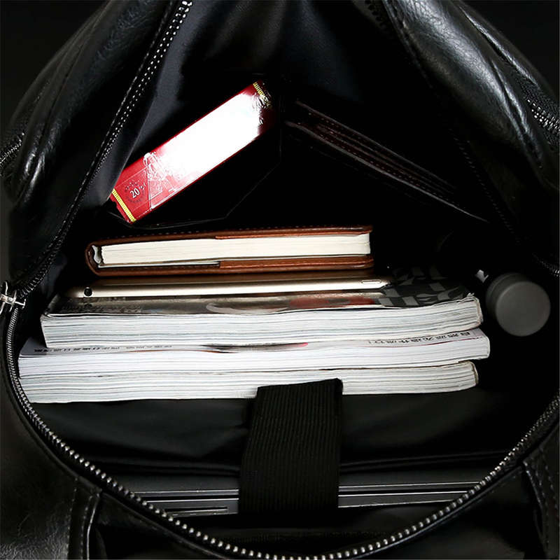 New 13L Outdoor Business Travel USB Laptop Backpack Waterproof PU Leather Should