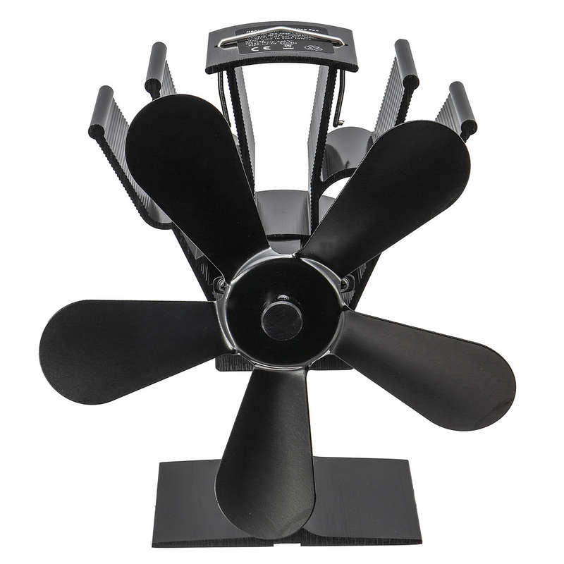 New 5 Blade Heat Self-Powered Stove Fan Wood Log Quiet Burner Fireplace Ecofan