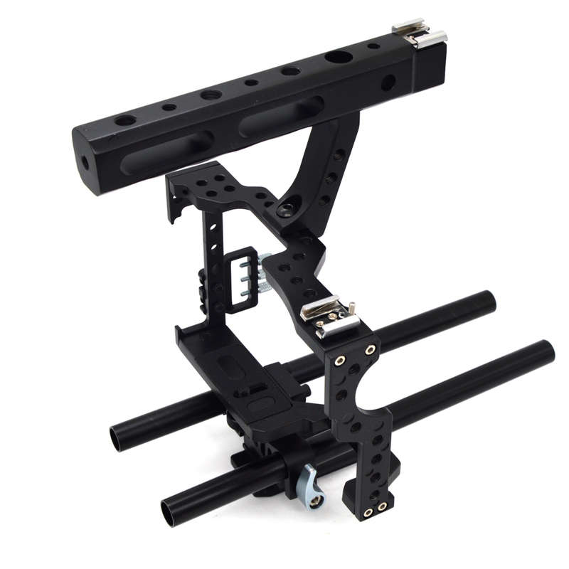 VELEDGE VD-07 Portable Aluminum Camera Cage Rig Stabilizer Top Handle Grip for DSLR Camera DV Mount