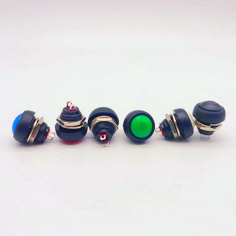 6Pcs Pbs-33B 2Pin Waterproof Mini Round Push Button Switch Since The Reset Non-Locking Buttons 12Mm