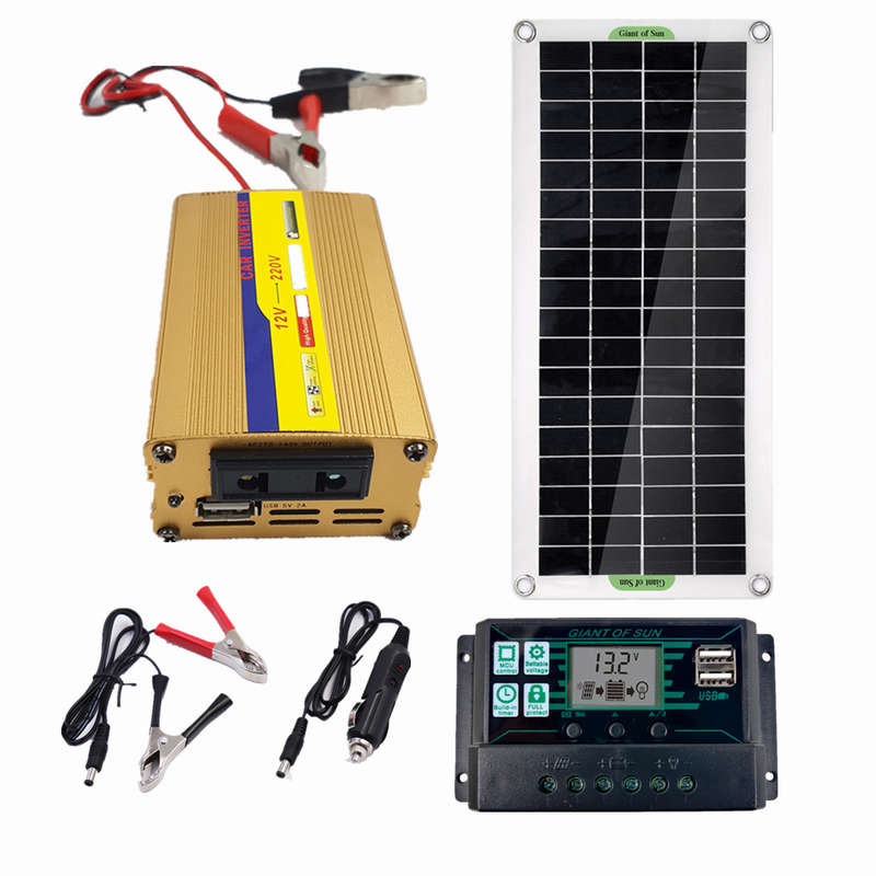 220V Solar Power System 30W Solar Panel 220W Inverter 10A Controller Kit Solar