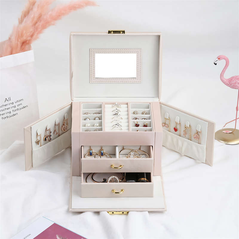 Jewelry Box Large Capacity Leather Storage Jewelry Box Earring Ring