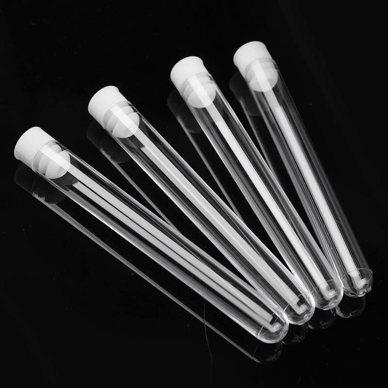 50Pcs 12x100mm Clear Plastic Test Laboratory Tubes Container with White Pus