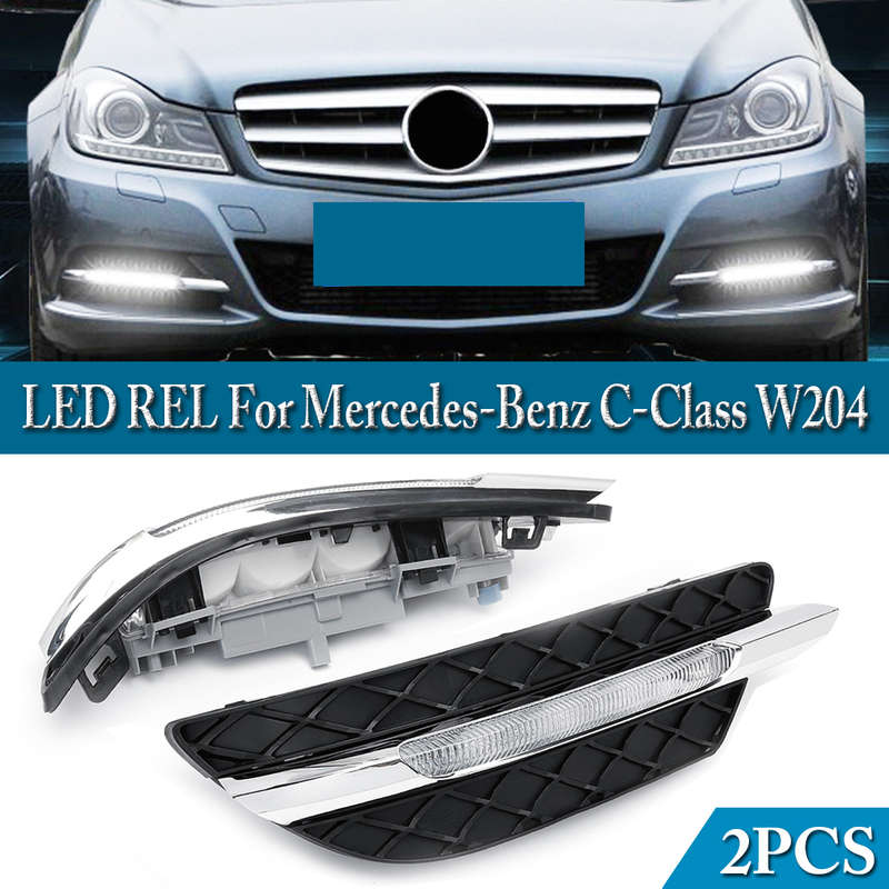 2Pcs LED Daytime Running Lights DRL Fog Lamp for Benz W204 C-Class 11-13