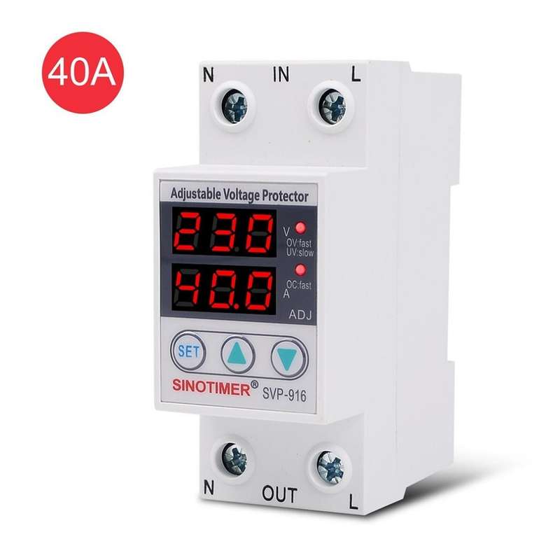 SINOTIMER SVP-916 230V 40A/63A Adjustable Auto-recovery Under/Over Voltage Protector R (Current 40A)