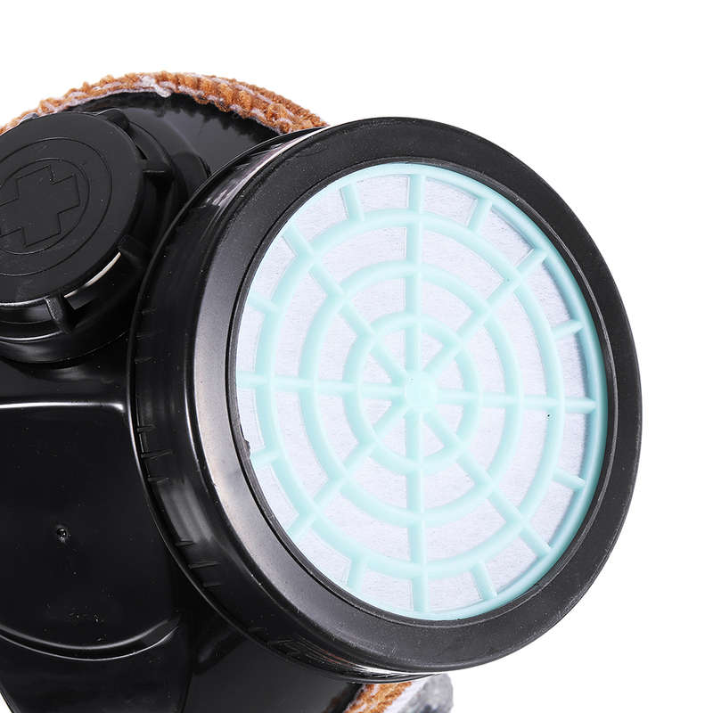 2 in 1 Gas Mask Double Filter Anti Gas Chemical Pesticide Respirator 300Hours Used