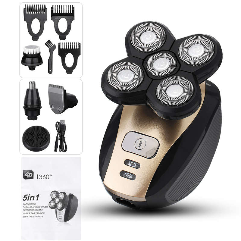 5 in 1 Electric Razor for Men Bald Head Shaver USB Rechargeable Beard Hair Groo