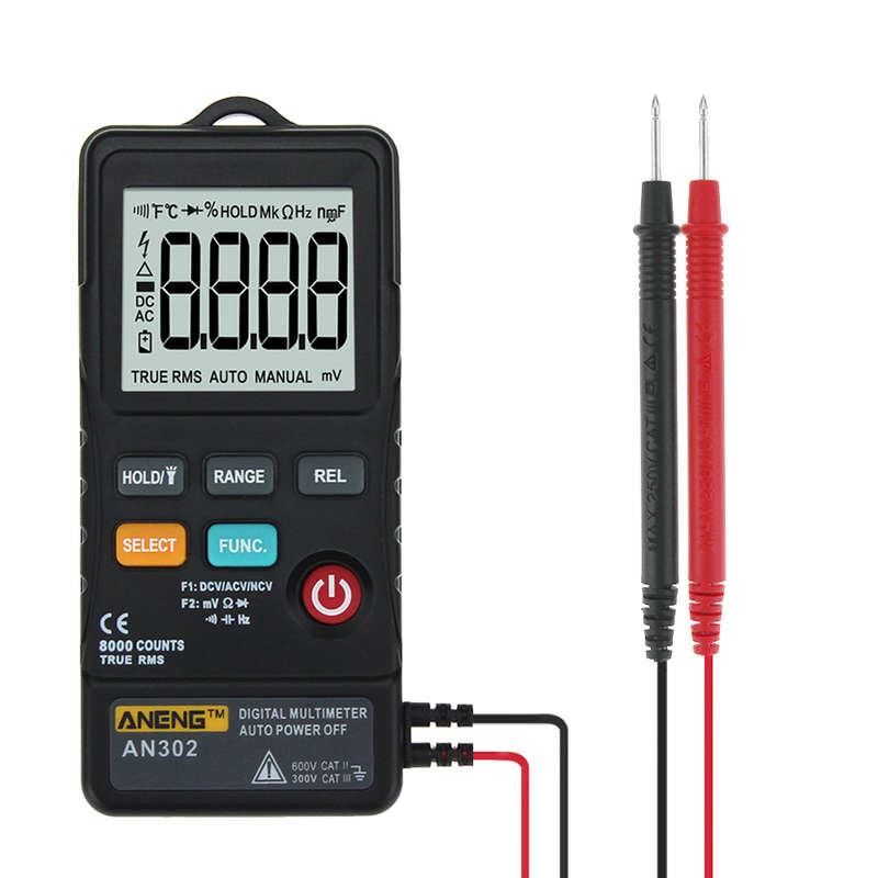 Digital Multimeter ANENG AN302 True RMS 8000 Counts Push-button Card   AC/DC Tester
