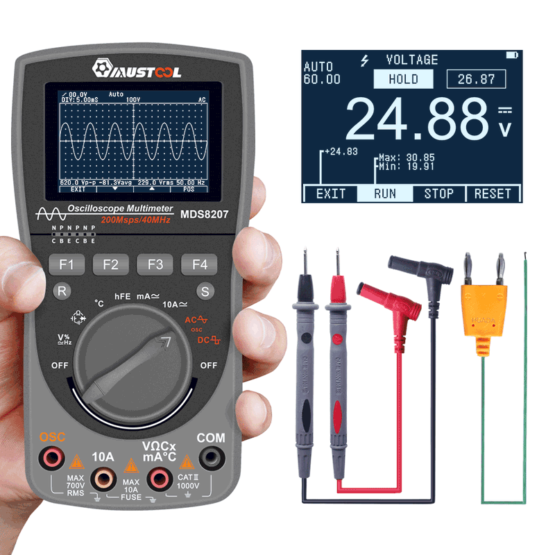 Upgraded MUSTOOL MDS8207 Intelligent 2 in 1Digital 40MHz 200Msps/S Oscilloscope 6000Counts True RMS