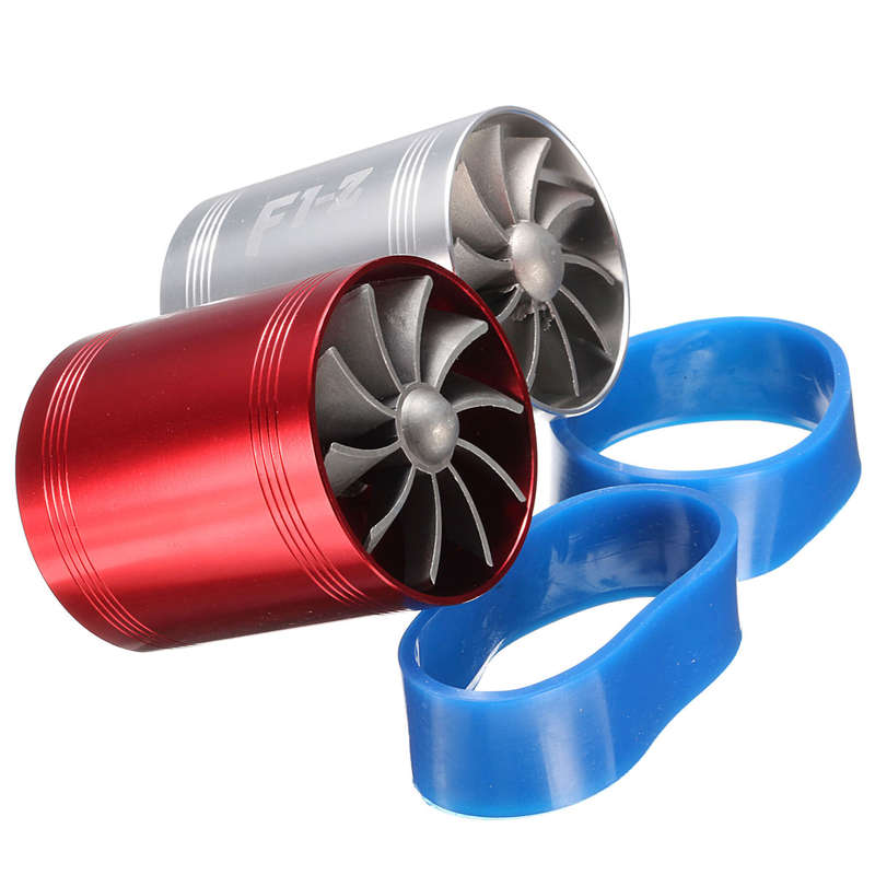 Universal Car Turbo Supercharger Air Intake Dual Fan Turbonator Gas Fuel Saver