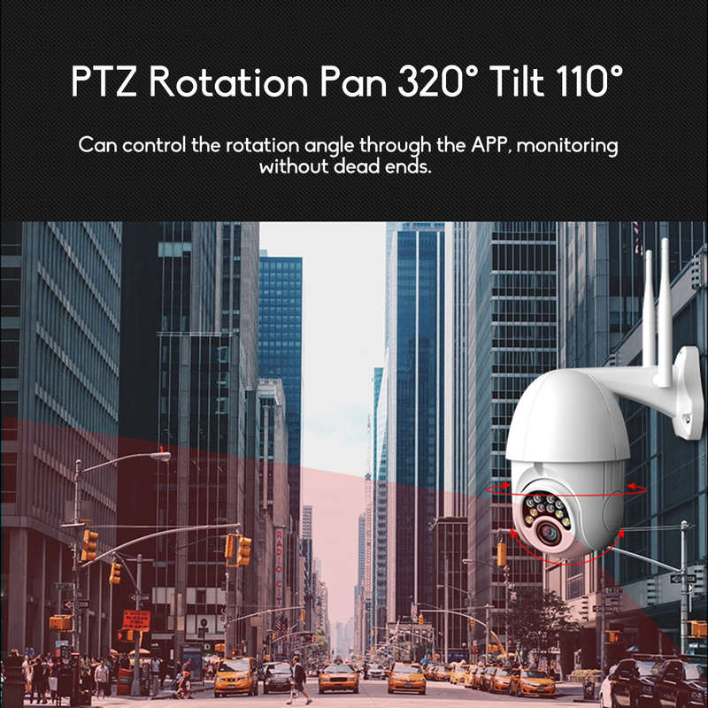 GUUDGO 10LED 5X Zoom HD 2MP IP Security Camera WiFi Wireless 1080P Outdoor PTZ Waterproof Night Visi