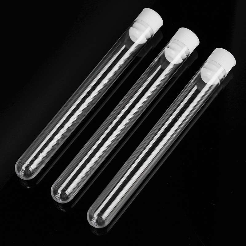 50Pcs 12x100mm Clear Plastic Test Laboratory Tubes Container with White Pus