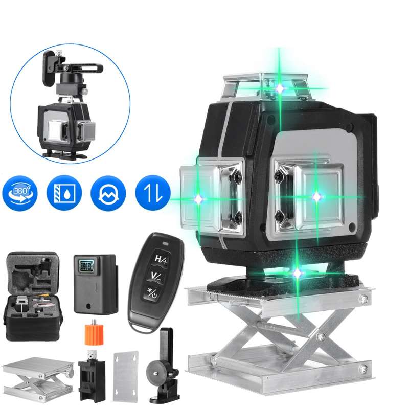 16 Line 360 Horizontal Vertical Cross 4D Green Light Laser Level Self-Leveling