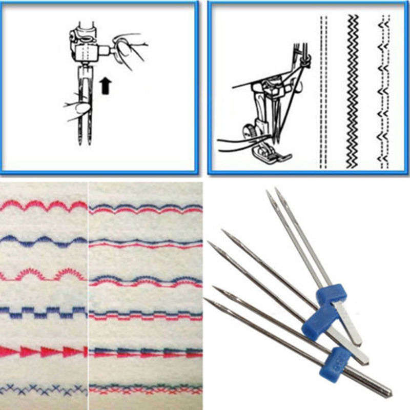 3PCS/set Size 2.0/90-3.0/90-4.0/90 Steel Twin Double Needle Sewing Machine Needles Pins Cloth Dec...