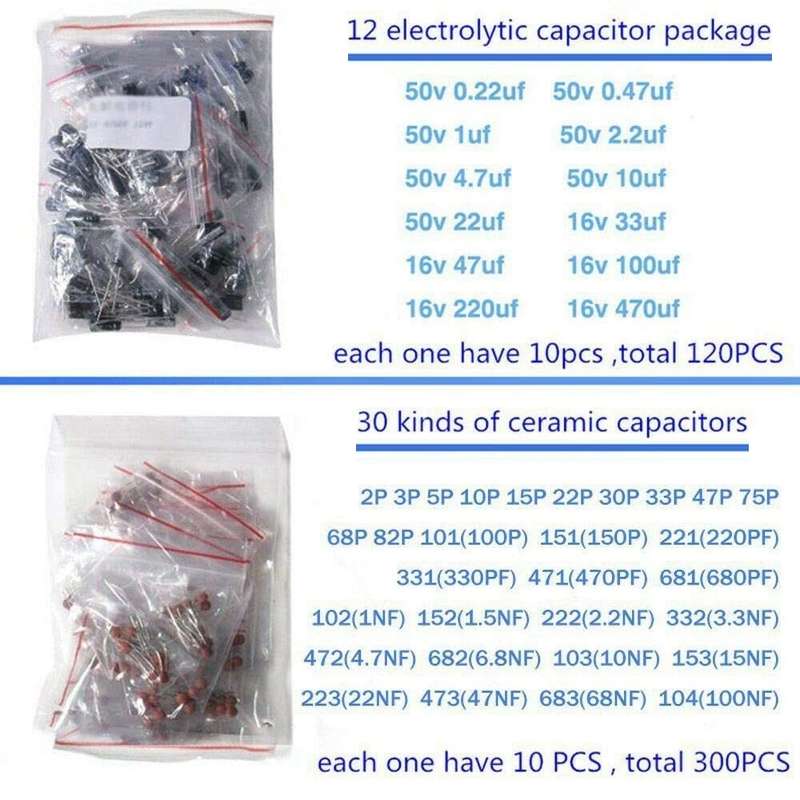 1390pcs Electronic Components Basic Starter Kit LED Diode Transistor Capacitor Resistance Potentiome