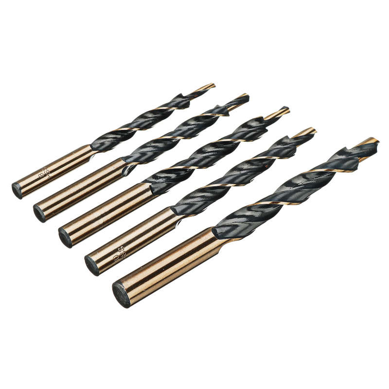 Drillpro 5Pcs Cobalt Drill Hss-Co Twist Step Drill Bits For Manual Pocket Hole Jig Master Woodworkin