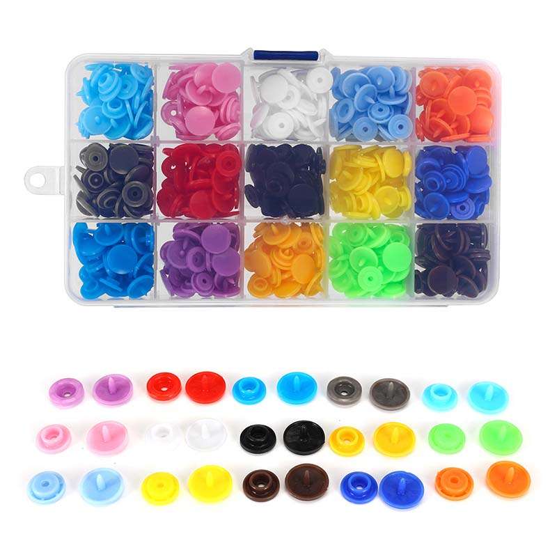 400 Sets T5 Snap Poppers Plastic Buttons Fastener Pliers Punching / (Type 640pcs Snaps (15 Colors))