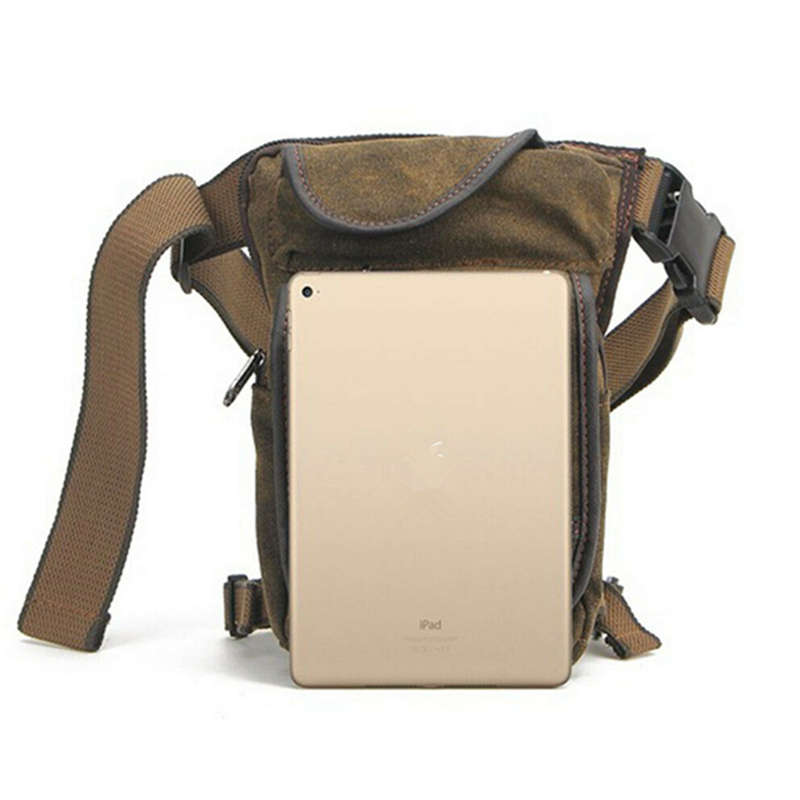 Men Outdoor Tactical Belt Waist Bag Motorcycle Rider Canvas Drop Leg Pack  Pouch