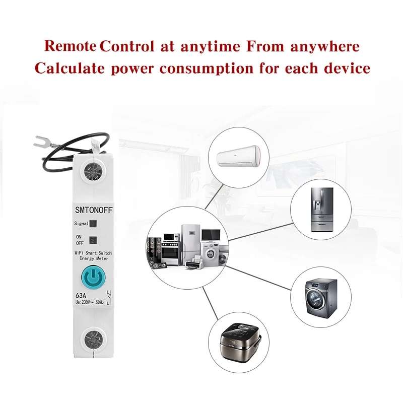 1P 63A eWelink Single Phase Din Rail WIFI Smart Switch Energy Meter Leakage Protection Remote Read K
