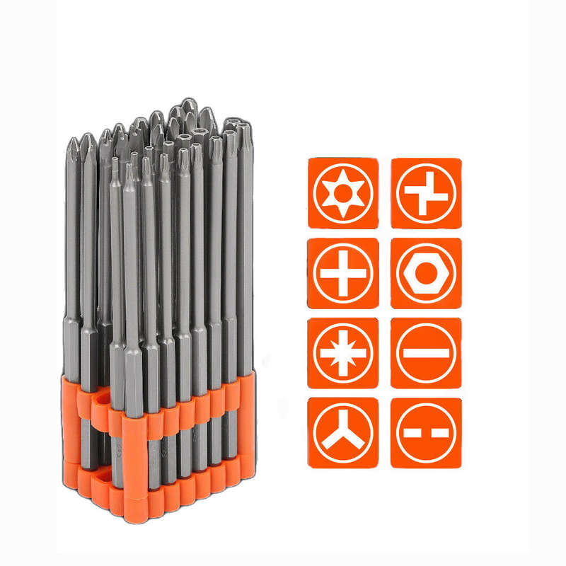 32Pc Extra Long Steel Screwdriver Bit Set Hex Torx Key Drill Phillips Slot Comb