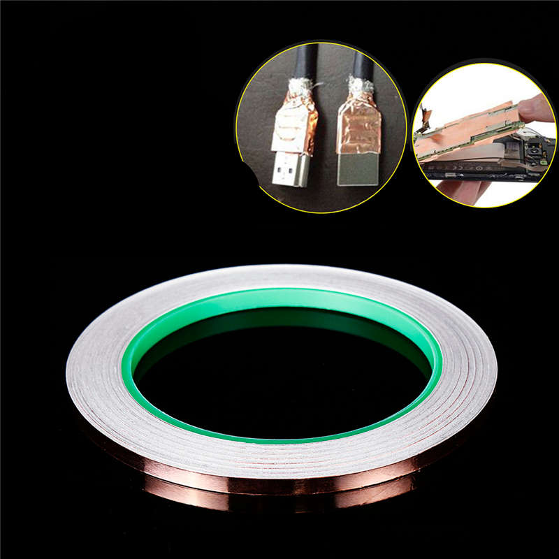 50M Copper Foil Tape Conductive Adhesive for EMI Shielding Heat Resist Tape (Length 5mm)