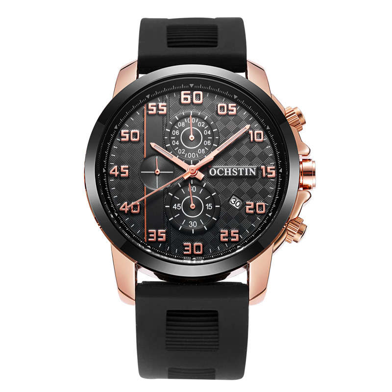 New OCHSTIN GQ080 Bussiness Style Male Wristwatch Silicone Band Analog Sport Qua