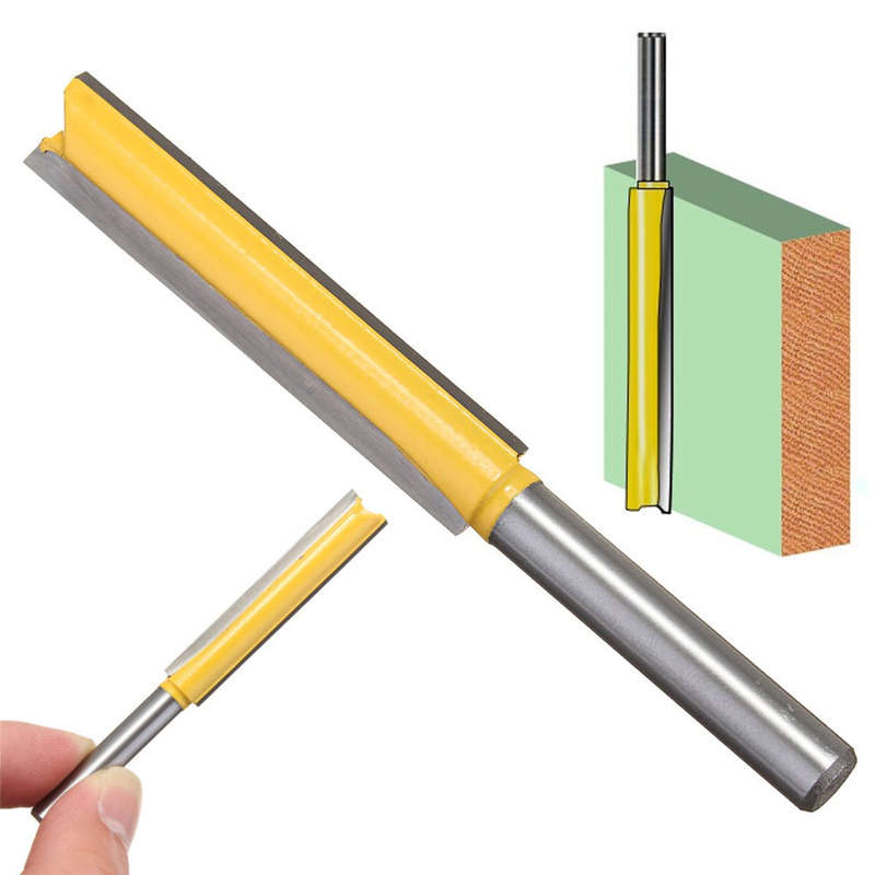 Drillpro 1/4 Inch Shank Extra Long Straight Router Bit Trimming Blade