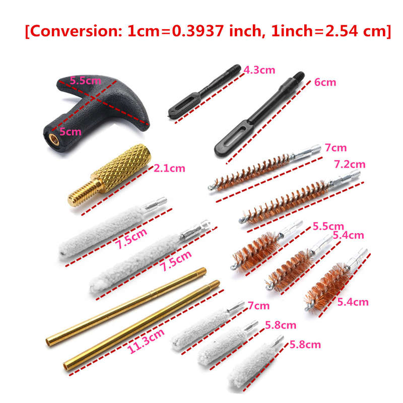 16pcs Gun Cleaning Kit Case Universal For 22 357 38 40 44 45 9mm Guns