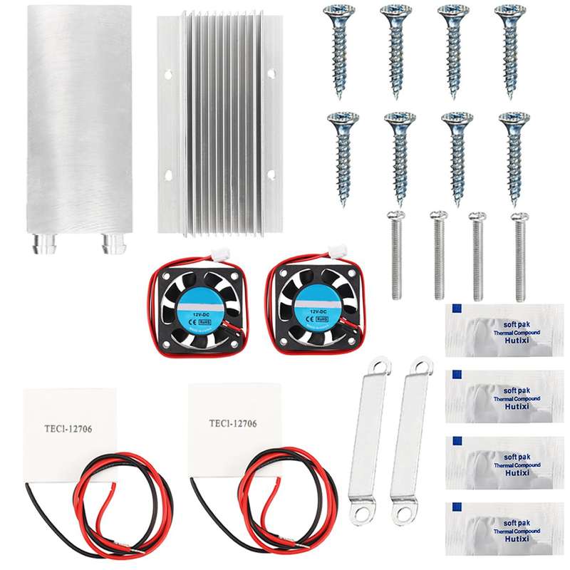 12V Thermoelectric Peltier Semiconductor Refrigeration Water Cooling System Fan Kits (Pin Num 2PIN)