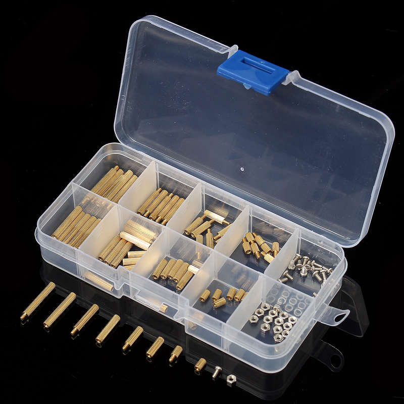 Suleve M2BT2 120Pcs M2 Brass Knurled Standoff Male Female Round Column Pillar Spacer for PCB Bo