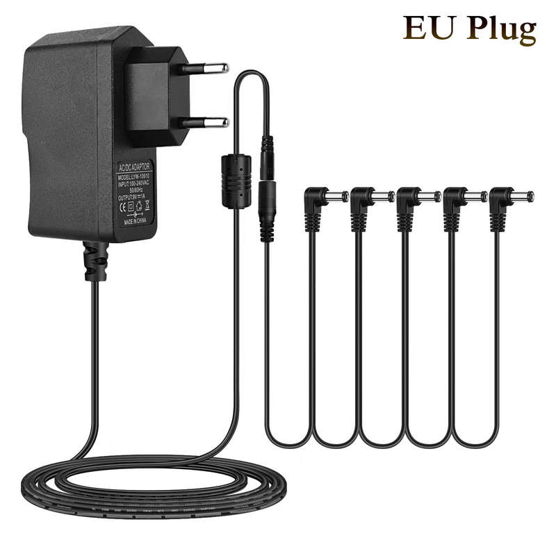 9V 850mA EU Plug Adapter +1 Drag 5 Way aisy Chain Cable for BOSS Zoom Guitar Ef