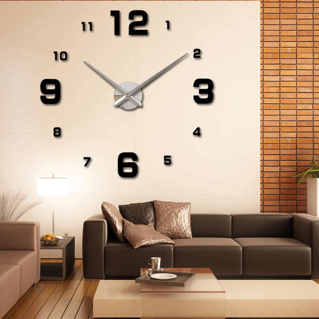 New Acrylic Mirror Clock Creative Diy Wall Clock Large Size Decorative Wall Clock Stereo Wall