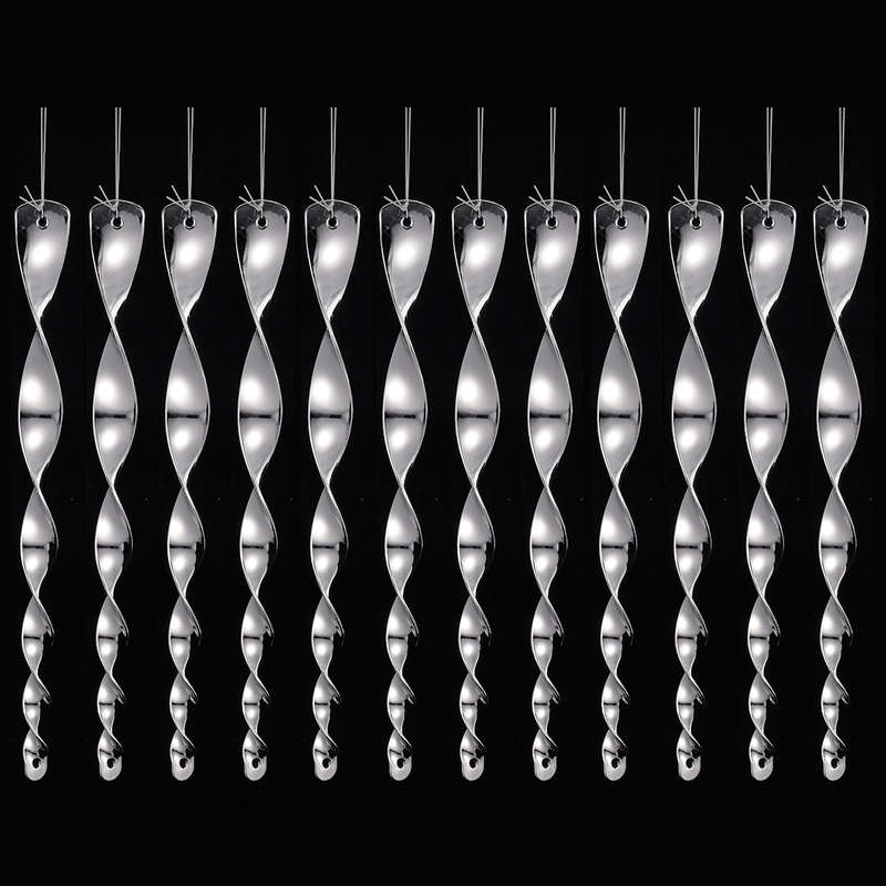 12Pcs Bird Repellent Reflective Scare Blinder Metal Rod Ornamental Spiral Deterrent Control Device