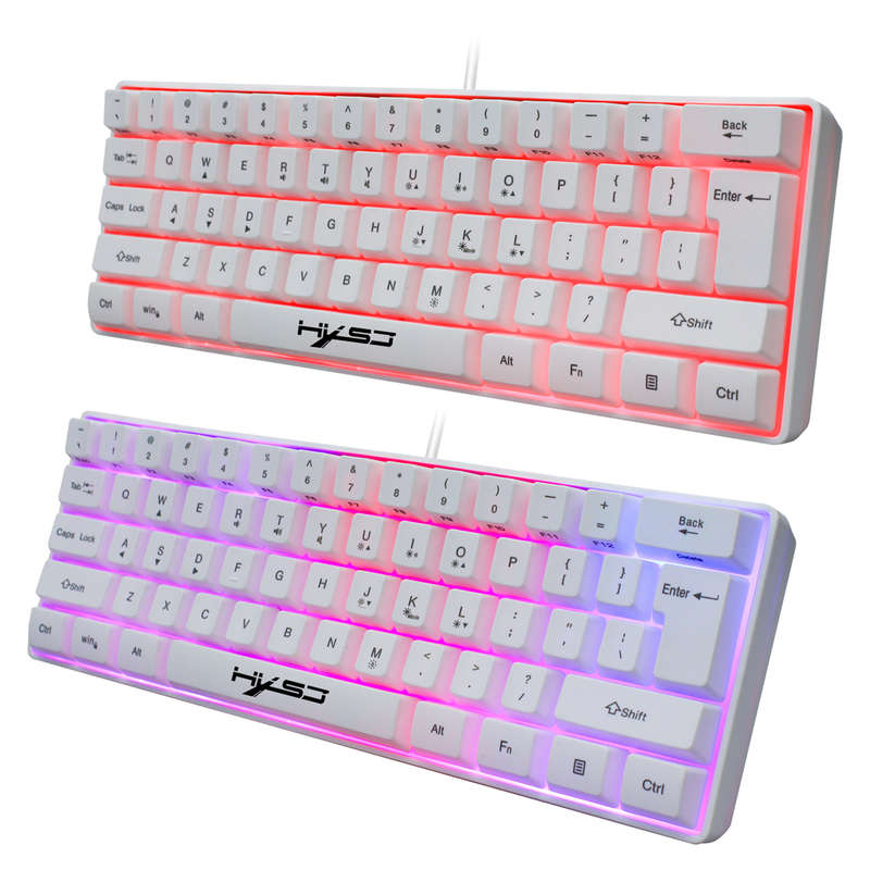 HXSJ V700 61 Keys Gaming Keyboard USB Wired LED Backlit Multiple Shortcut Keys Mini Mechanical Feel
