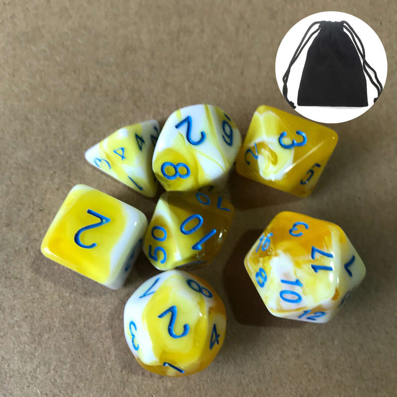 7pcs Polyhedral Dices TRPG Game Dungeons And Dragons Dices with Storage Bag (Color Green)