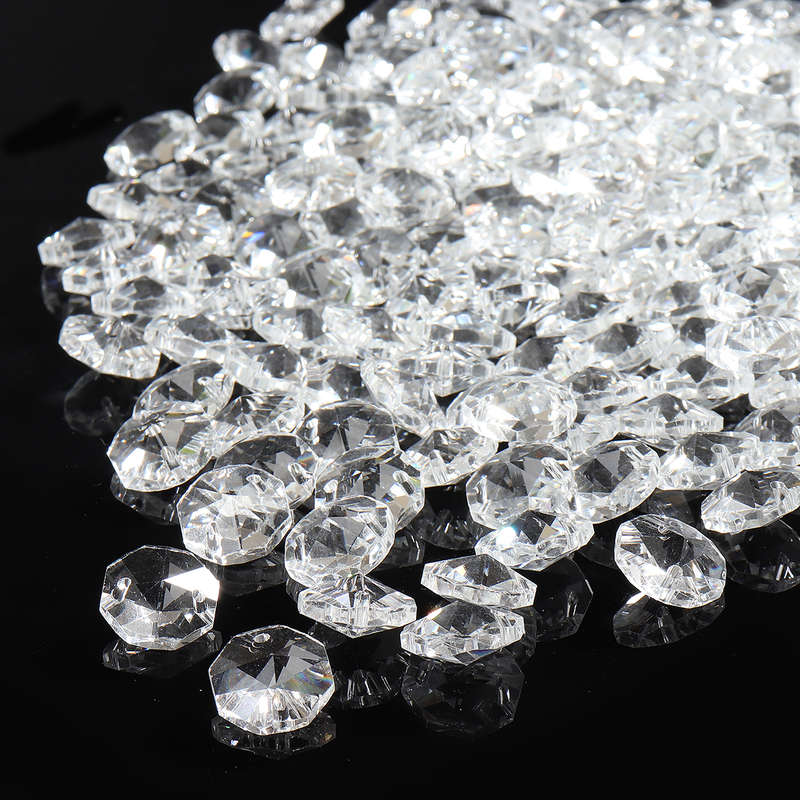 200PCS 14MM Diameter Clear Crystal Glass Chandelier Part Prisms Octagonal