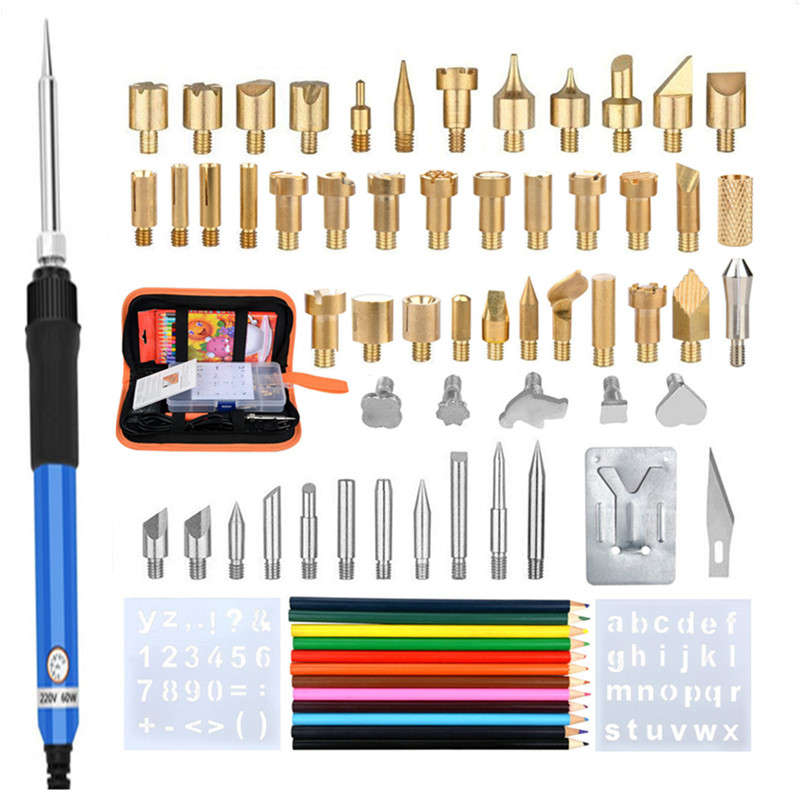 71Pcs 60W Adjustable Temperature Electric Soldering Pyrography Iron Set Welding Solder Station Heat