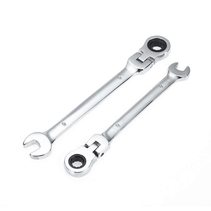12Pcs Flex Head Ratcheting Wrench Set 8-19mm Metric Combination Spanner