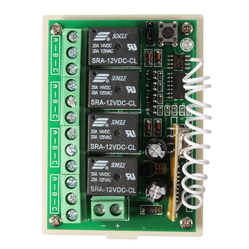 4CH 200M Wireless Remote Control Relay Switch Receiver + 2 Transceiver 4 Channel 12V DC for Smart Ho