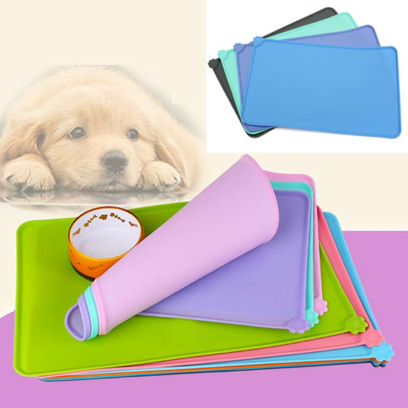 Silicone Dog Placemat Pet Cat Dish Bowl Feeding Food Water Mat Wipe Clea