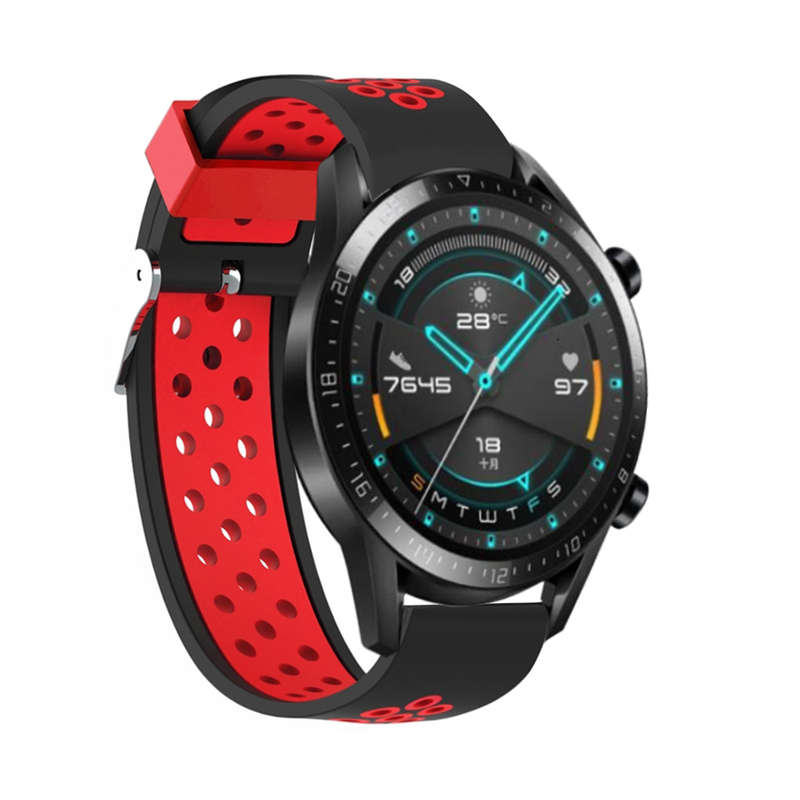 Bakeey 22MM Colorful Silicone Watch Band For Huawei Watch GT 2 46MM Version (Color Black+Green)