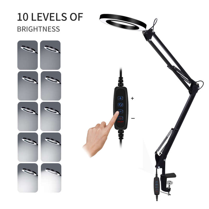 Daniu Lighting Led 5X 740Mm Magnifying Glass Desk Lamp With Clamp Hands Usb-Powered Led Lamp Magnifi