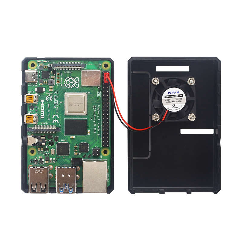 Caturda C2119 Black/Transparent Case With Cooling Fan ABS Protective Shell DIY Kit for Raspberry Pi