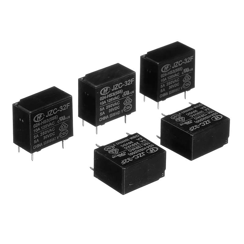 5Pcs Hf32F-Jzc-32F- 005 012 024-Hs3 Relay Module 10A 4Pin